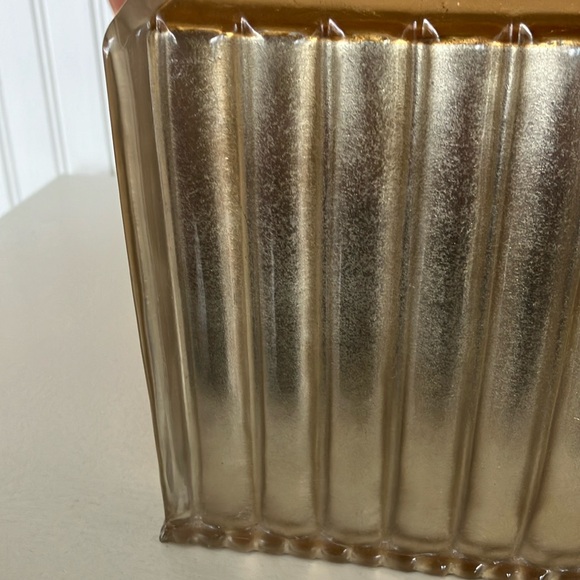 Tissue Box Holder Cover, Heavy Gold Acrylic With Gold Glass Candle Holder - Picture 3 of 13